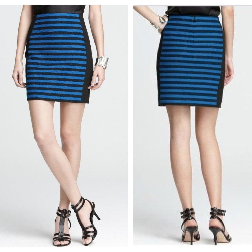 Ann Taylor Striped Color Blocked Ponte Skirt 8